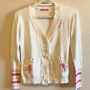 White Fitted Button-up Cardigan